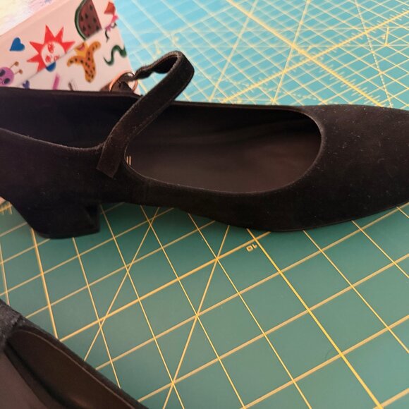 Jeffrey Campbell Black Suede Low Heel Mary Janes, Size 9 - Picture 3 of 5